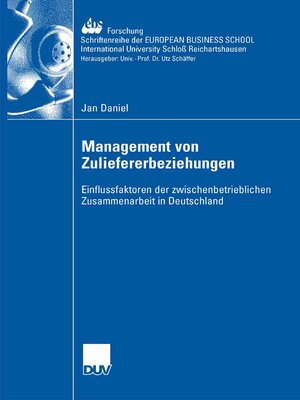 cover image of Management der Zuliefererbeziehungen
